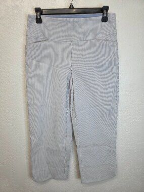 S.C. & Co. Blue White Stripe Capri Pants – Size 6 – Stretch Seersucker Cropped